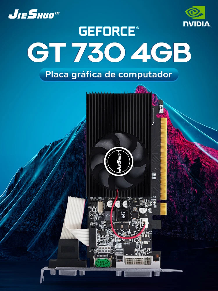 Jieshuo NVIDIA GT 730 4G*2 gt740 4g video graphics card GPU 128-bit DDR3 (3 models available) computer desktop gaming and office