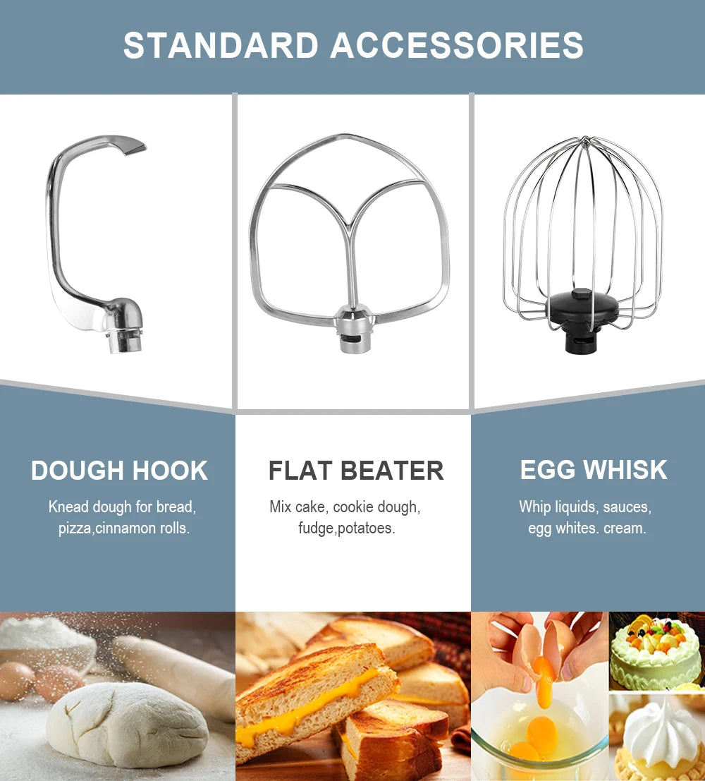 1300W 7L 3 in 1 Multi-function Planetary Stand Mixer Commercial Electric Dough Blender for Kitchen Bakery