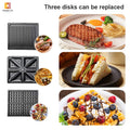 Interchangeable plate sandwich machine three-in-one high-power stainless steel breakfast machine toast steak waffle maker