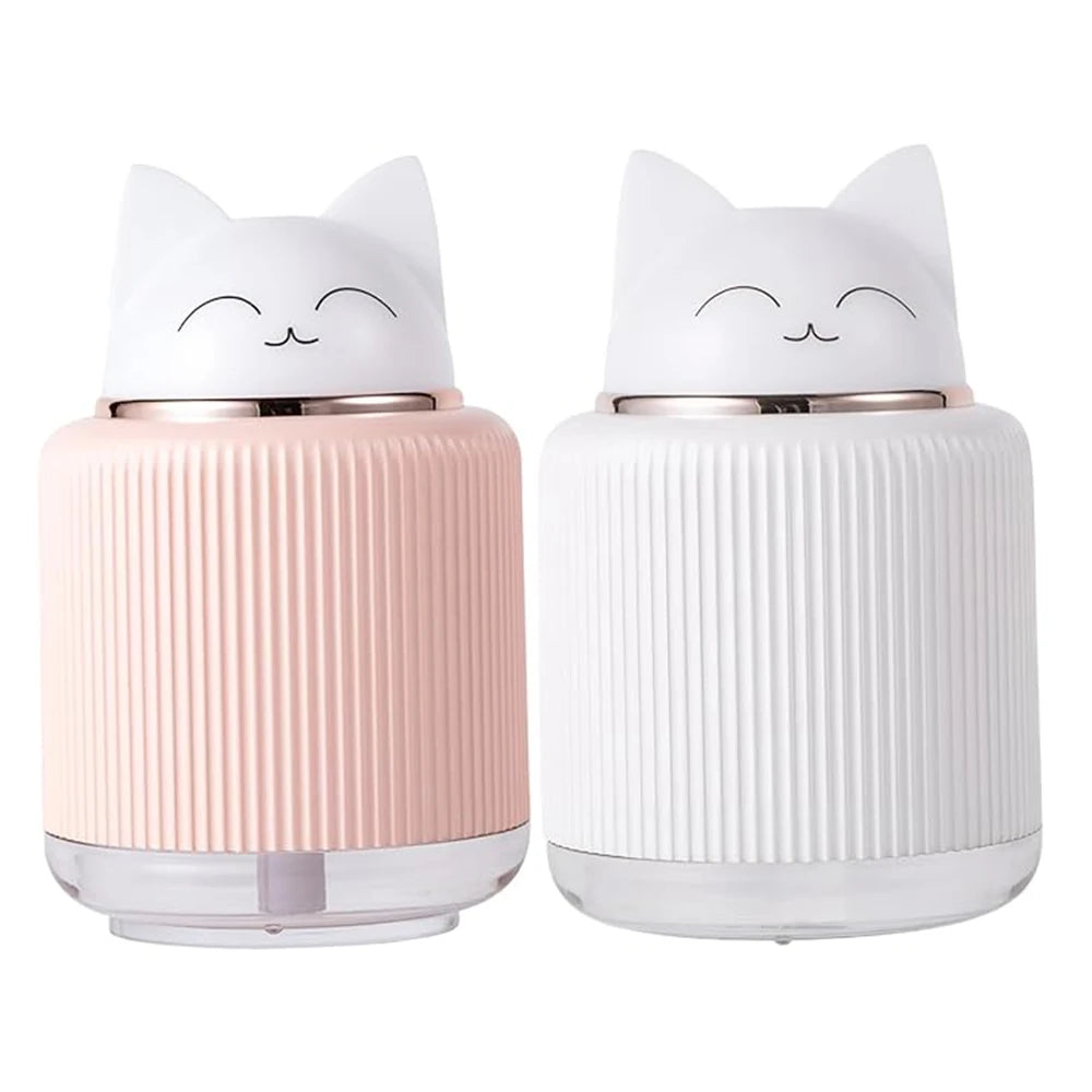 Mini Humidifier-Cute Cat Mist Humidifier for Kids Bedroom Small Ultrasonic humidifier for Home Car Office with USB 2 LED Colors