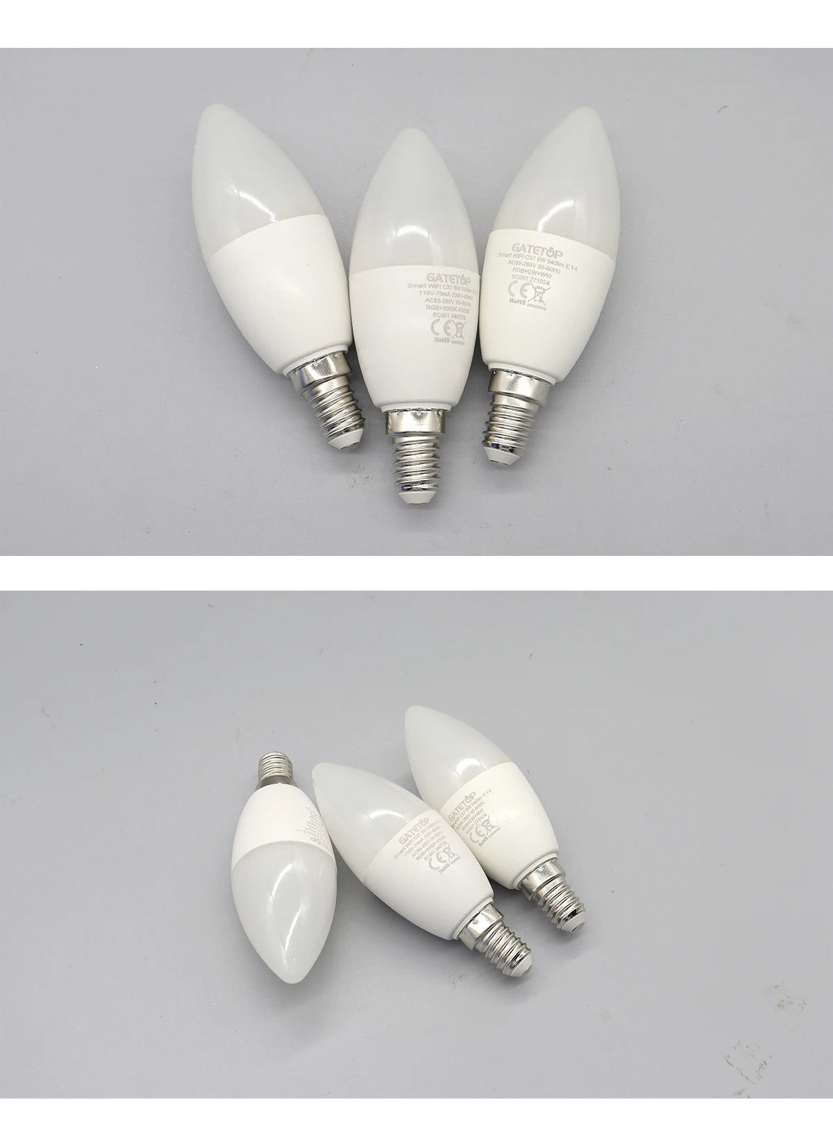 1-10PCS LED Candle Tuya Bulb WiFi E14 Smart RGB CW AC 85-265V 6W LED Lamp C37 Bulbs App Voice Control Support Alexa Google Home