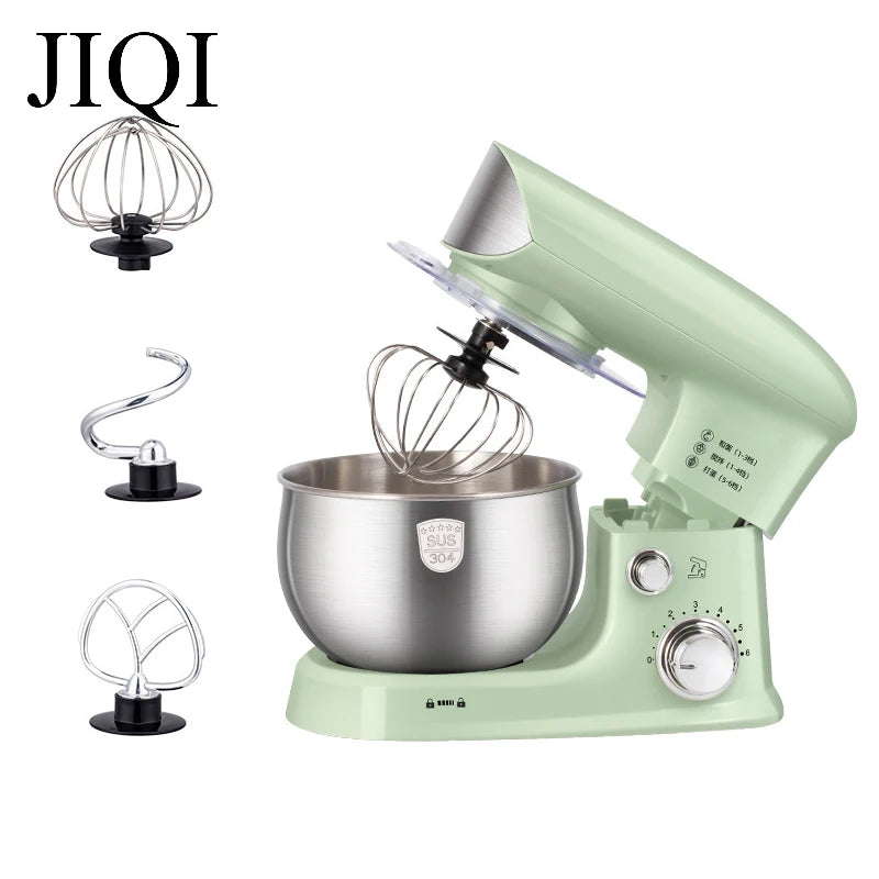 JIQI Stainless Steel Electric Chef Stand Food Mixer Automatic Whisk Eggs Beater Cream Blender Cake Bread Dough Kneading Machine