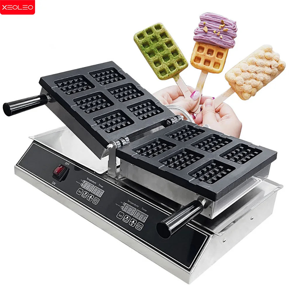 Electric Ice Cream Stick Waffle Maker 1600W 6PCS Popsicle Shape Taiyaki Waffle Machine Square Shape Waffle Iron Non-stick WHYY