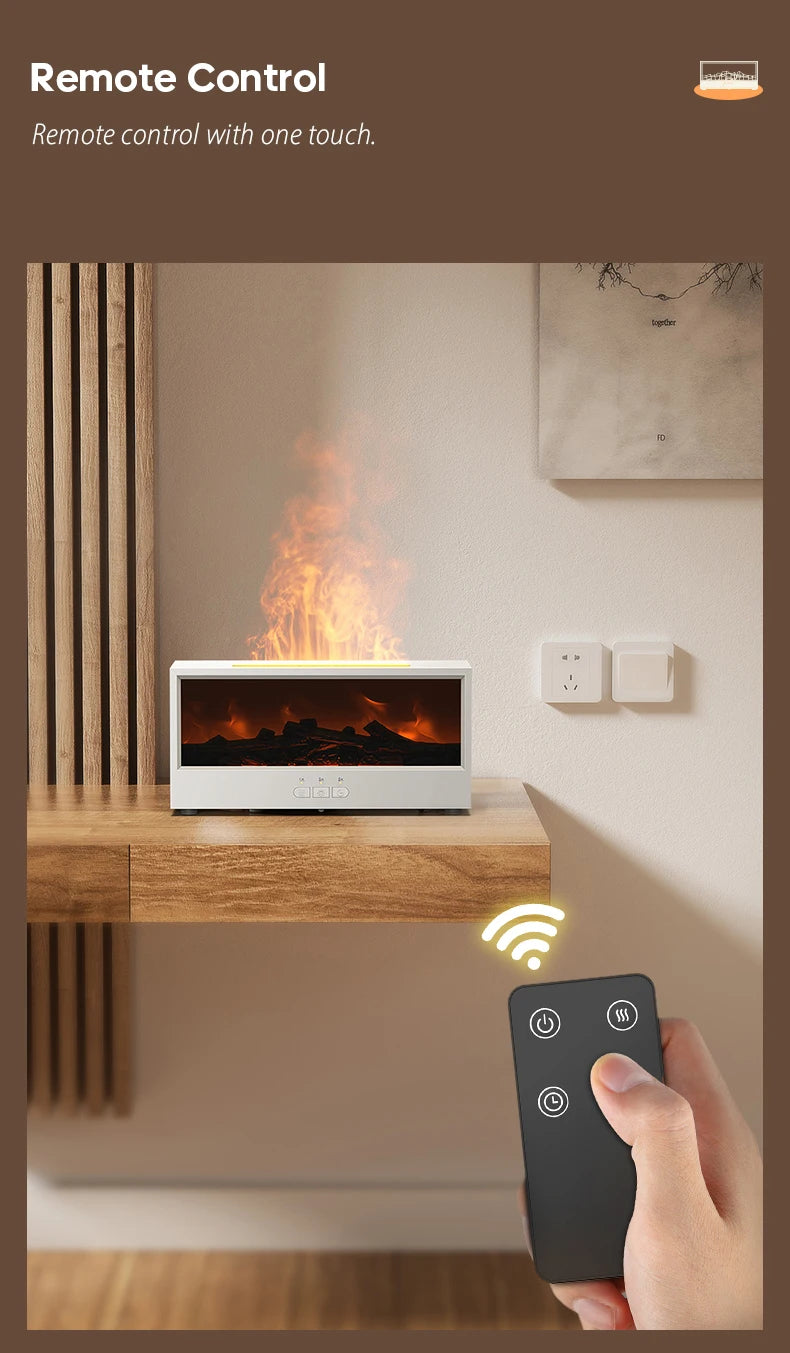 Creative Fireplace Aroma Diffuser Flame Air Humidifier Colorful Lights W/ Remote for Home Office Holiday Gifts/Essential Oil Set