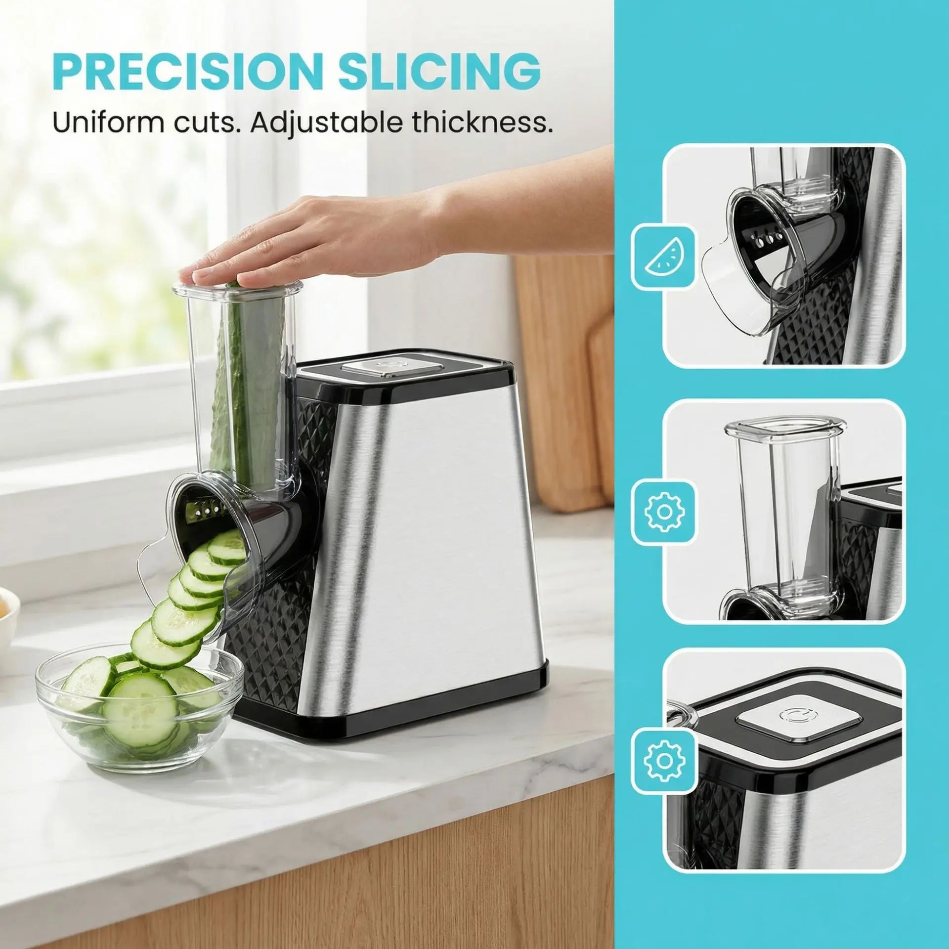 DIVEDEER Electric Vegetable Slicer and Cheese Grater 5-in-1 Multifunctional Slicer Shredder Dicer Grinder and Vegetable Cutter