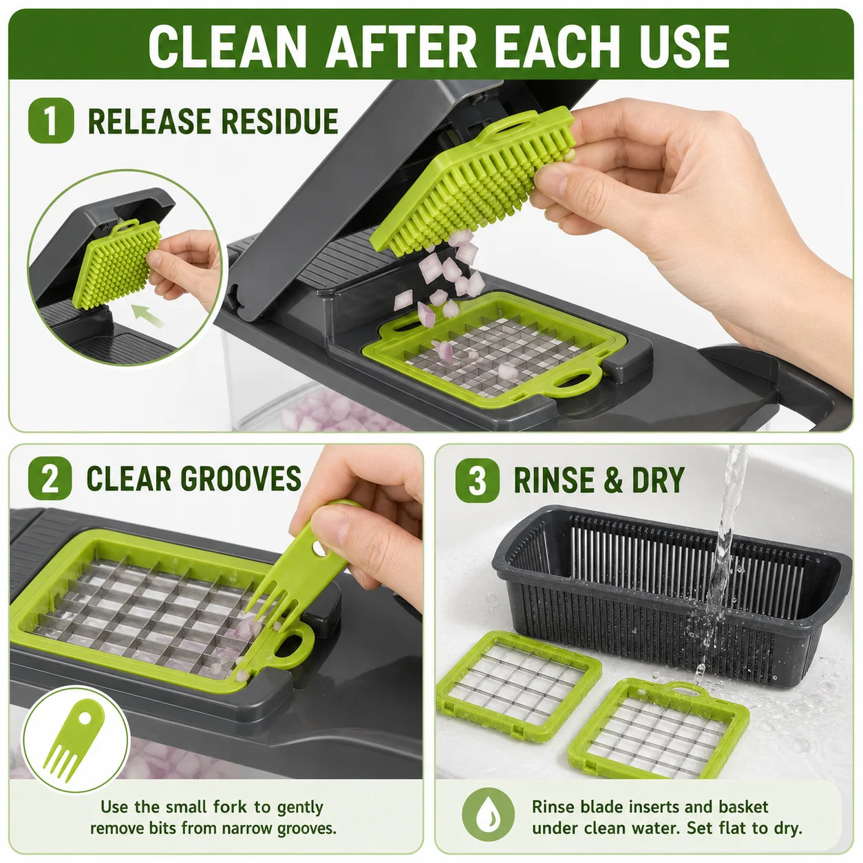16PCS Vegetable Chopper with Container, 7 Blades Manual Onion Dicer Mandoline Slicer Grater with Drain Basket