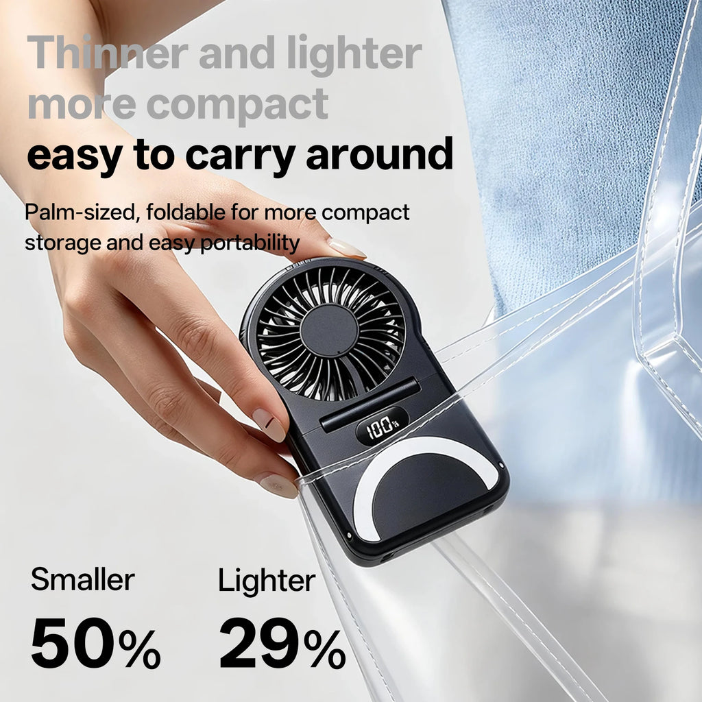 OPOLAR Portable Handheld Mini Fan Foldable Neck Hanging Fans 5 Speed USB Rechargeable Fan,LED Display Handheld & Desk Fan 2000mA
