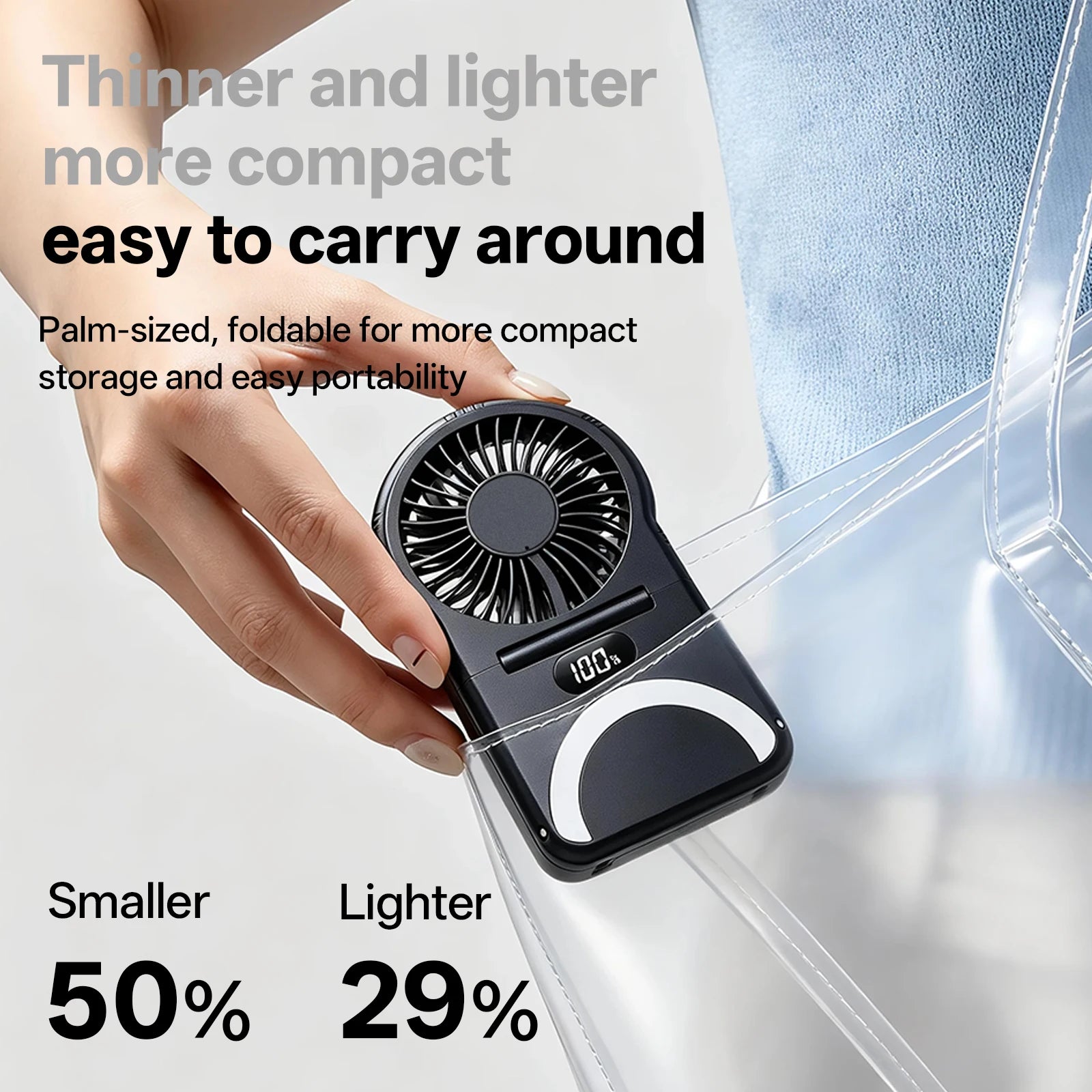 OPOLAR Portable Handheld Mini Fan Foldable Neck Hanging Fans 5 Speed USB Rechargeable Fan,LED Display Handheld & Desk Fan 2000mA