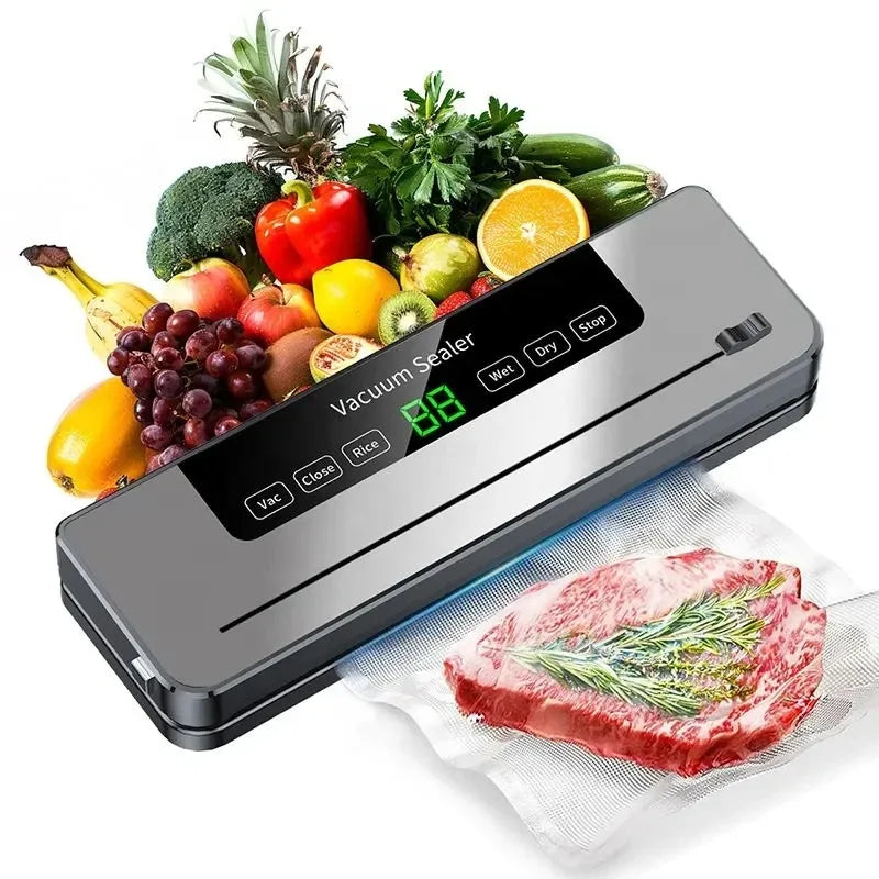 Vacuum Sealer Machine 139KPa Strong Suction Dry Moist Mode Automatic Food Sealer with Digital Timer, Built-in Cutter