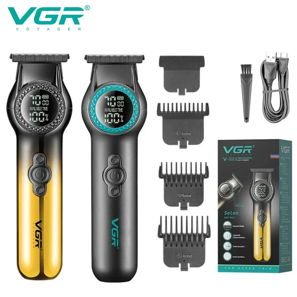 VGR Hair Trimmer Professional Trimmer 8000 RPM Hair Cutting Machine Electric Barber Clippers LED Cordless Clipper for Men V-990