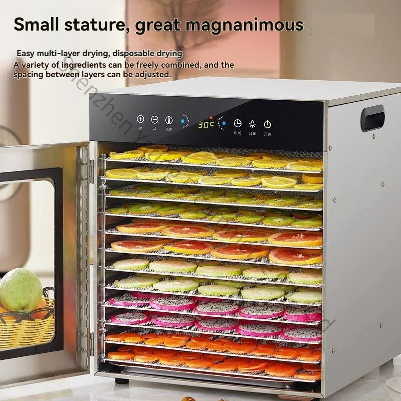 Compact household food dryer, 8-tray multifunctional smart fruit dryer, fruit and food dehydrator.