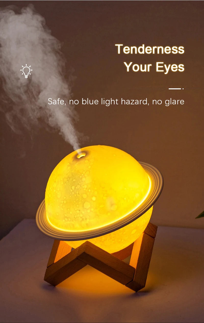 Moon Air Diffuser 880ML Aroma Spreader Ultrasonic Portable Air Humidifier USB Air Shooter Full Moon Light Night Home Decor