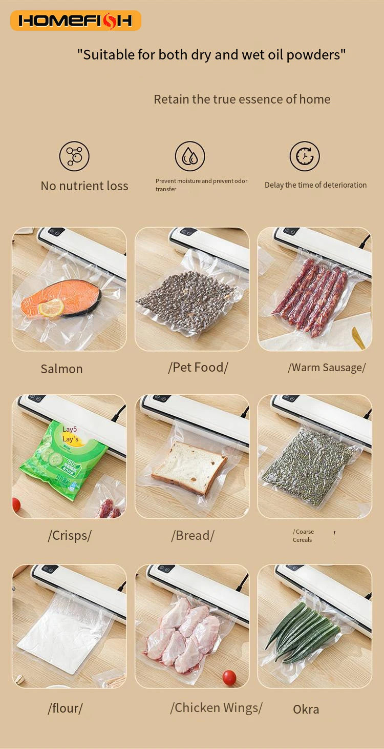 Portable Vacuum Packaging Machine Food Sealing Vacuum Sealer With Vacuum bags Dry/Wet Food Fresh Packaging Machine