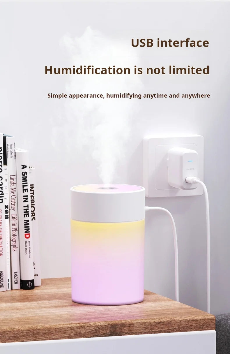 Colorful Atmosphere LED USB Mini Humidifier Car Home Bedroom Air Moisturizer Portable Desktop Aromatherapy Waterless Ultrasonic