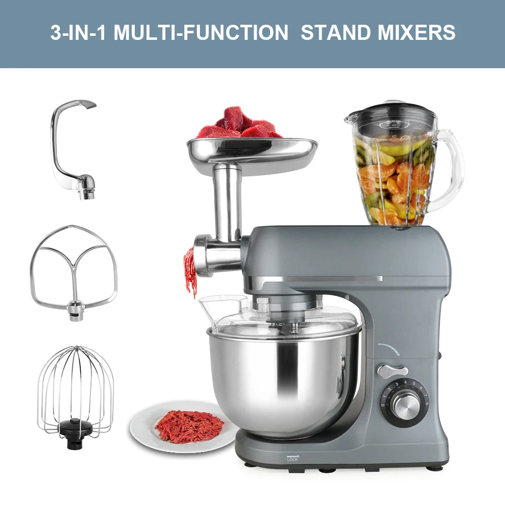 1300W 7L 3 in 1 Multi-function Planetary Stand Mixer Commercial Electric Dough Blender for Kitchen Bakery