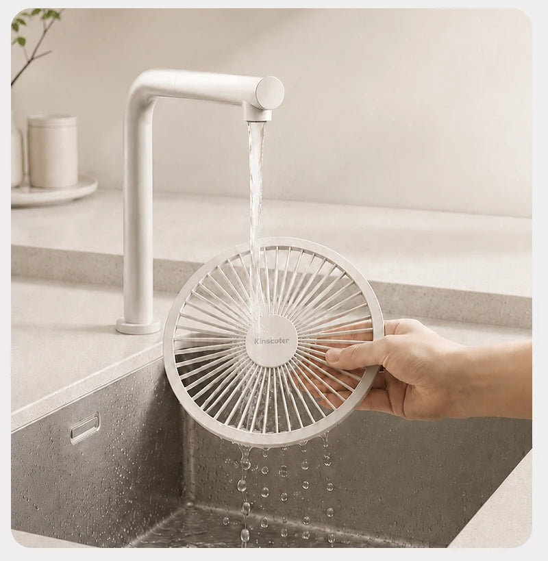 KINSCOTER Smart Oscillating Desk Fan 4000mAh USB Angle Adjustable Silent Rechargeable Fan 5 Wind Speeds for Home/Office/Gift