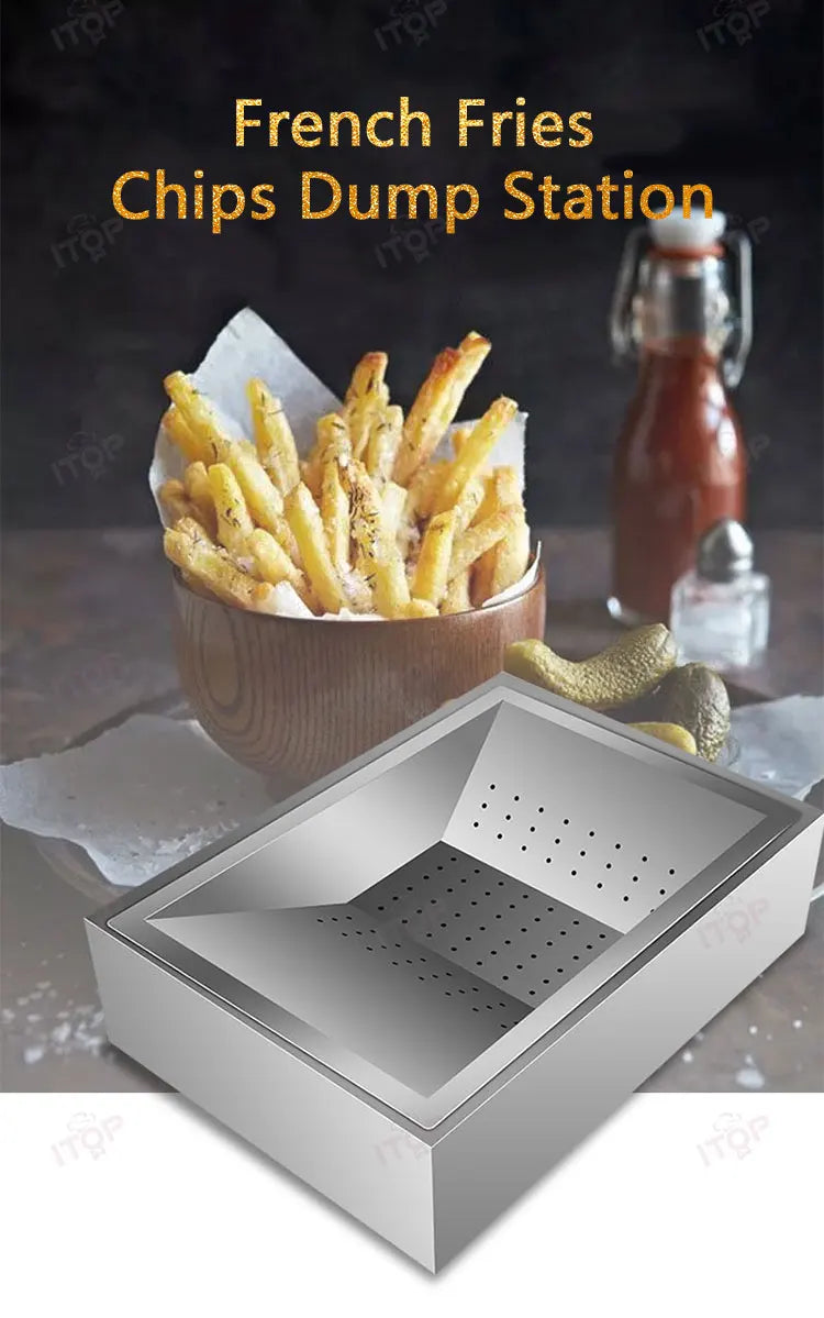 ITOP French Fry Dump Station French Fries Oil Filtering Station Potato Chips Tray Fried Food Stacking Plate 52*37.5*14 cm