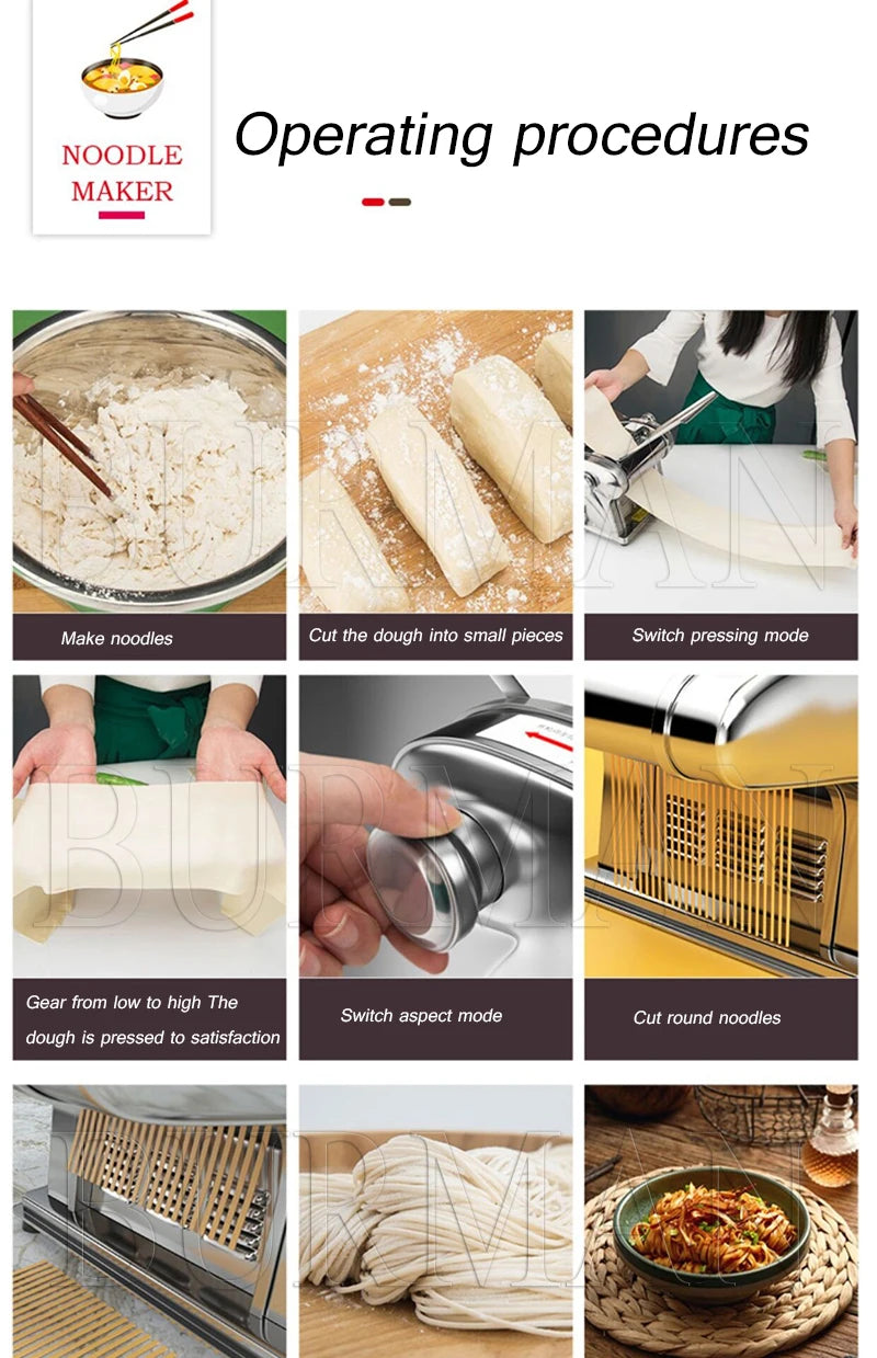 Electric Noodle Dumpling Wrapper Maker Machine Pasta Noodle Machine Commercial Household Stainless Steel Noodle Press Machine