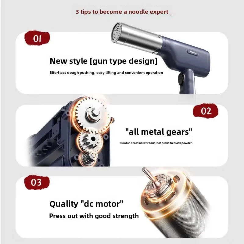 Wireless Handheld Electric Noodle Machine 5 Interchangeable Dies Stainless Steel Auto Pasta Maker Easy Clean Long Lasting