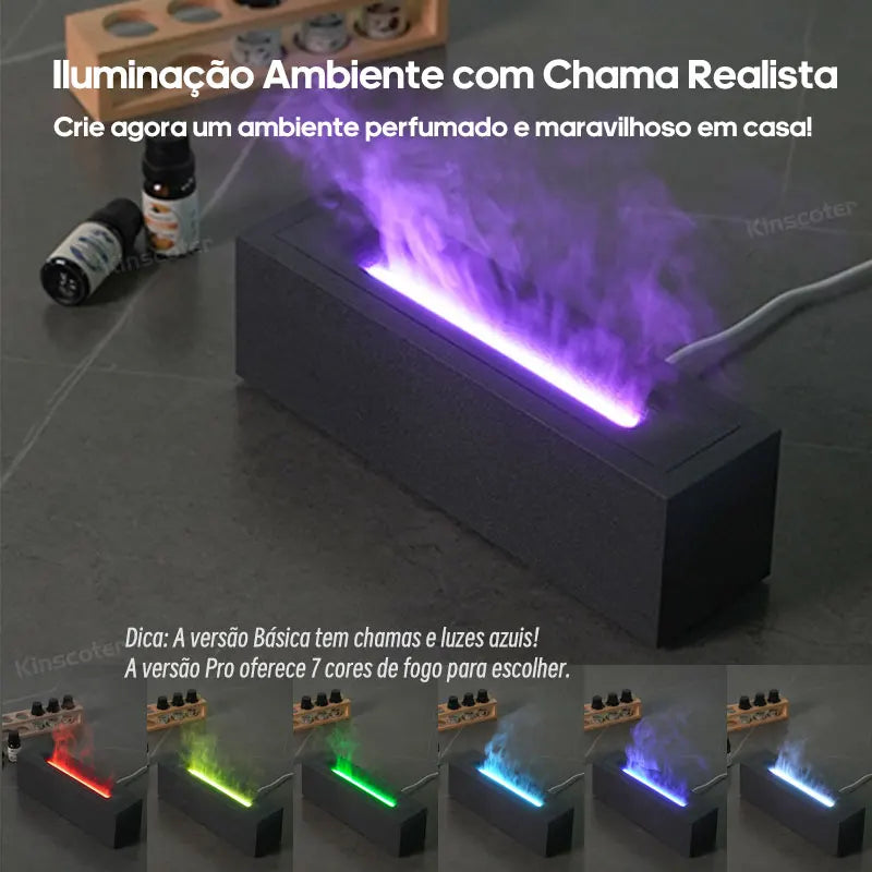 KINSCOTER Flame Aroma Diffuser Air Humidifier Ultrasonic Cool Mist Maker Fogger LED Essential Oil Flame Lamp Difusor