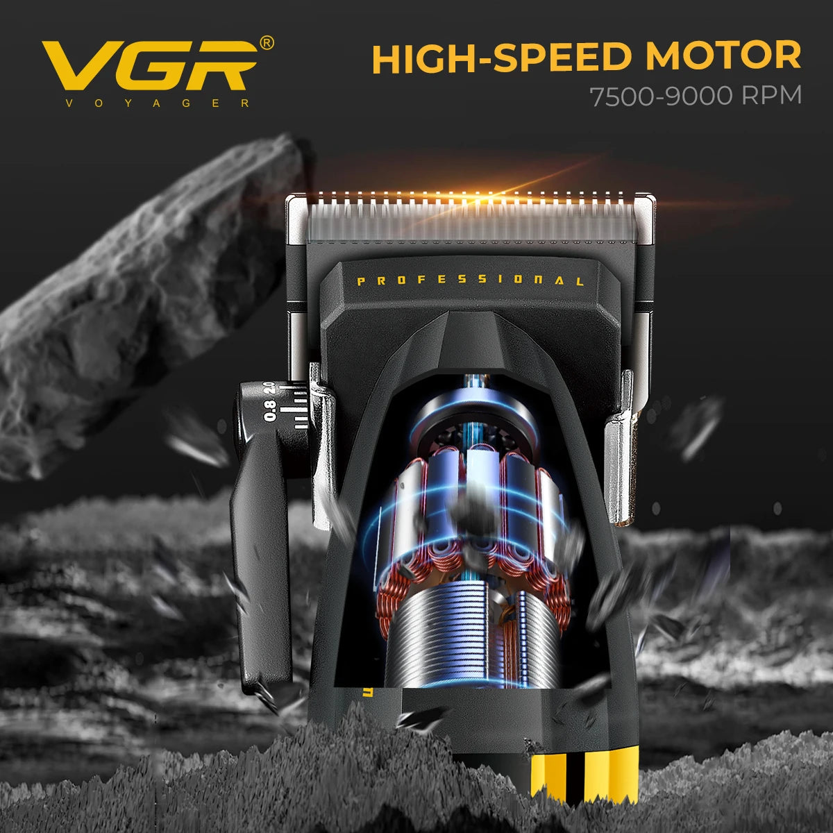 VGR Hair Clippers Professional Hair Trimmer Barber Clippers 9000 RPM Hair Cutting Machine Adjustable Trimmer for Men V-285 V-003