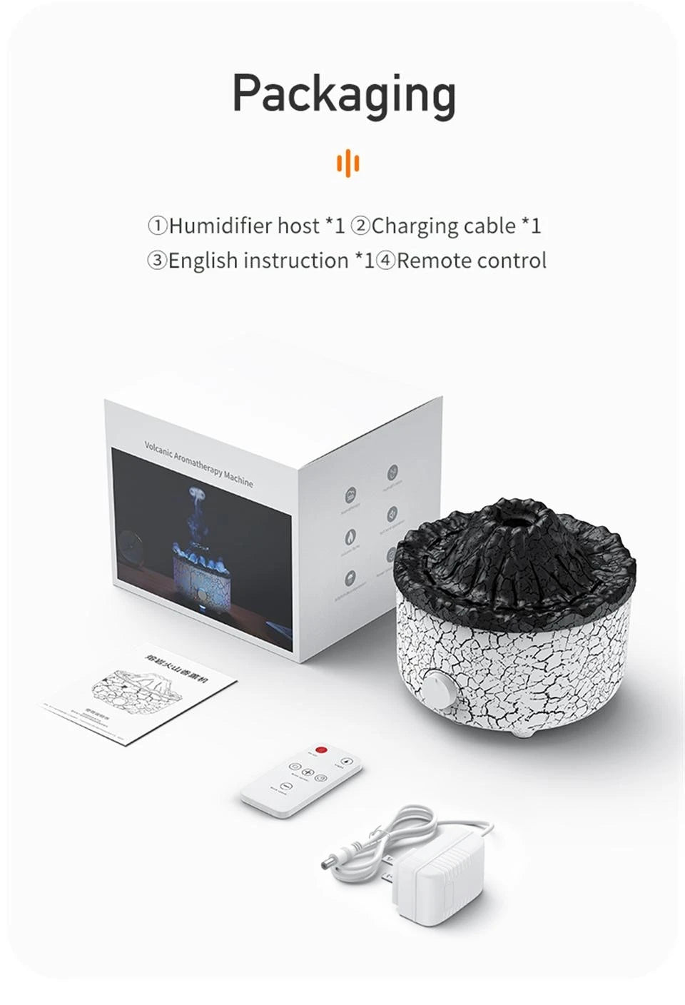 Volcano Aromatherapy Diffuser Smoke Ring Ultrasonic Air Humidifier with Flame Lamp Remote Control Essential Oil Aroma Diffuser