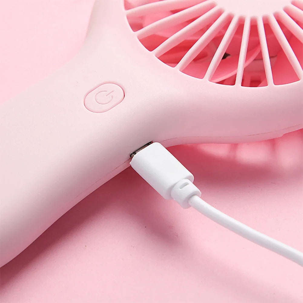 Mini Handheld Small Fan 3 Gears Portable Silent Office Desk Student on Dormitory Charging Outdoor Hand Holding Fan Small