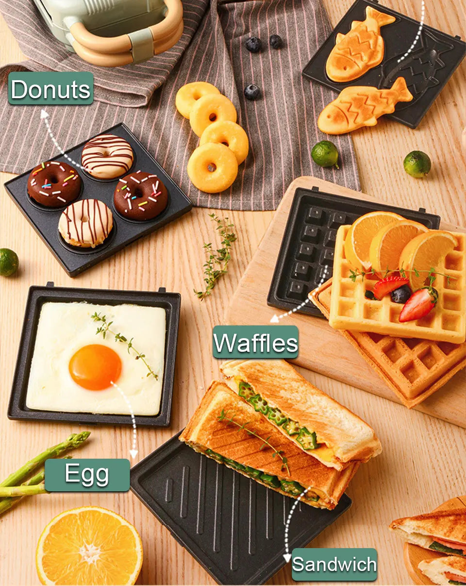 YIDPU 2026 3-in-1 Electric Toaster Waffle Maker Breakfast Pancake Donut Egg Waffle Fish Cake Oven - Sandwich Maker