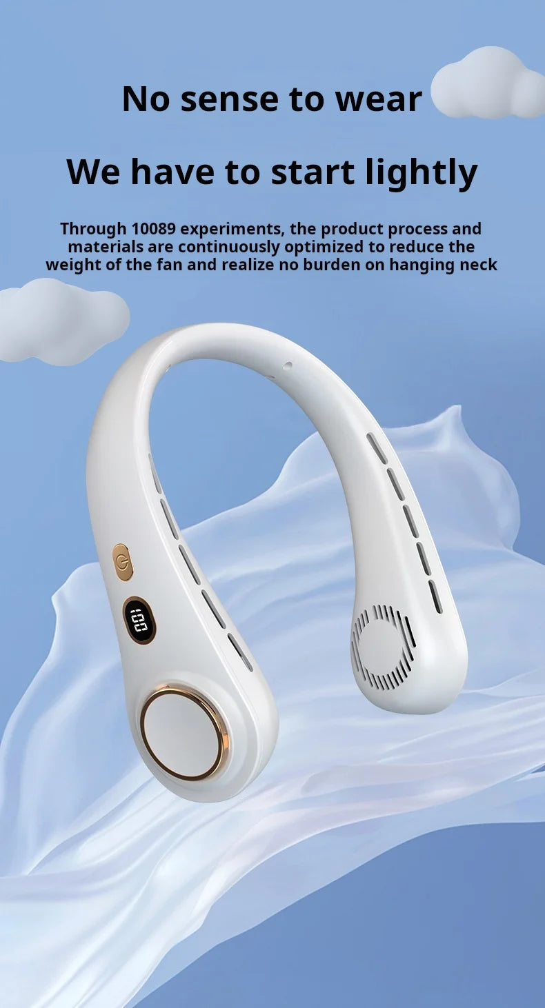 H9 Portable Neck Fan Essential for Home Travel Life Lazy Person's Hanging Neck Fan Compact Personal Cooling Device