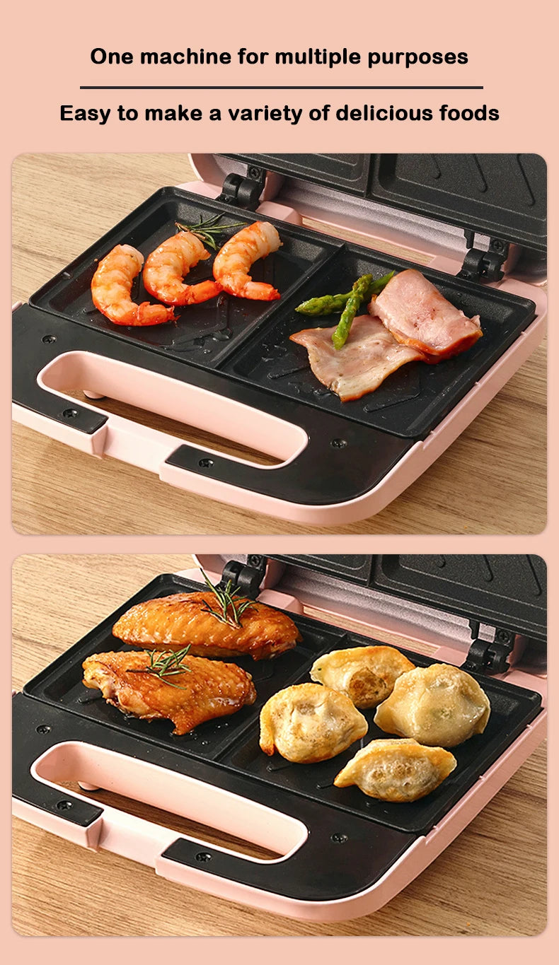 Electric Panini Sandwich Machine Multifunction Baking Pan Light Food Breakfast Maker Waffle Bread Toaster Omelette Steak Grill