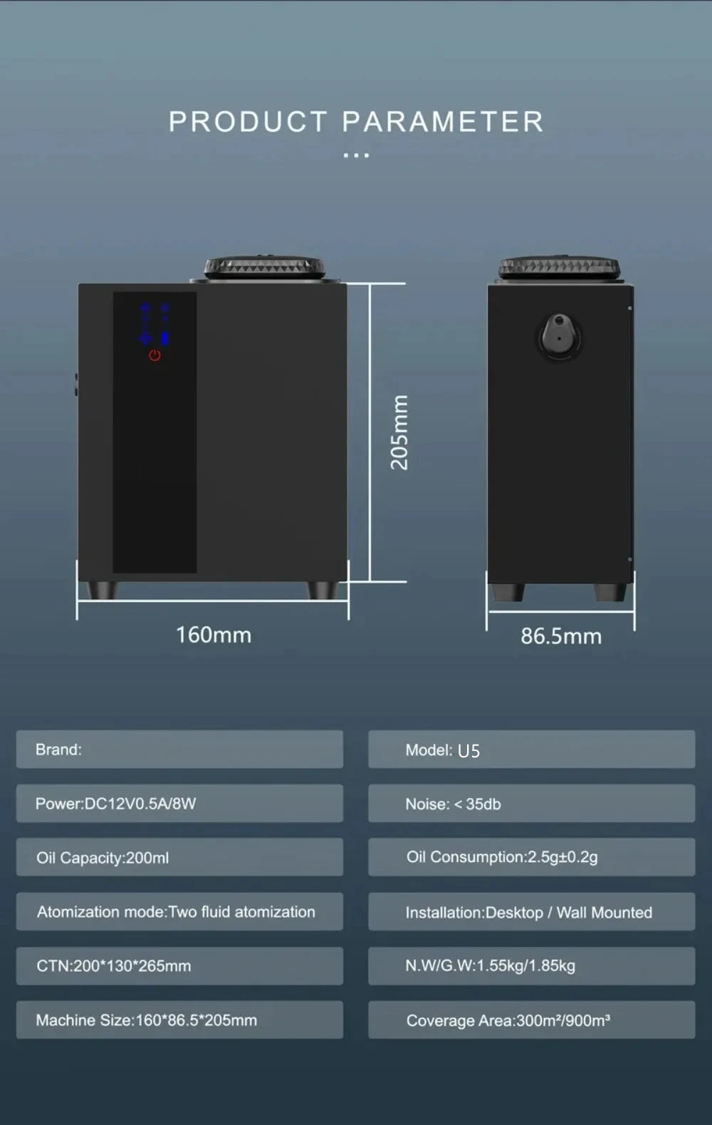 HVAC Professional Aroma Diffuser Electric Smell for Home Wall Mounted Smell Distributor Bluetooth/wifi Room Fragrance Diffuser