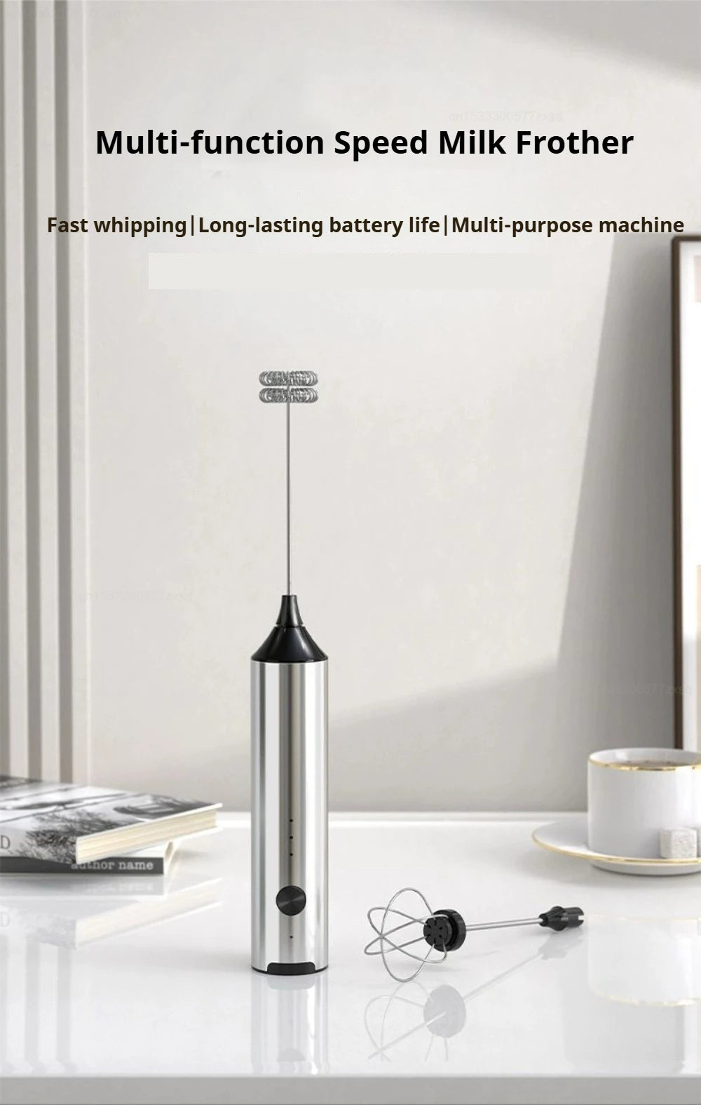 New Electric Milk Frother Household 3 Speeds Rechargeable Coffee Blender Covered Storage for Milk Drink Coffee Cooking Tool