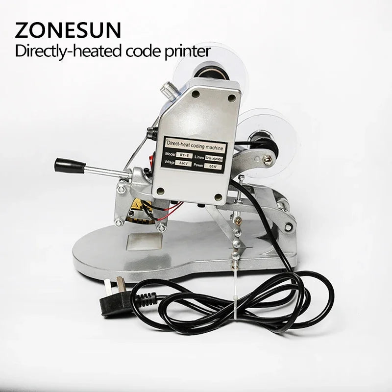 ZONESUN ZS-DY8 Manual Date Code Printer – Batch Number, Expiry & Production Date Coding Machine with A-Z Characters Ribbon