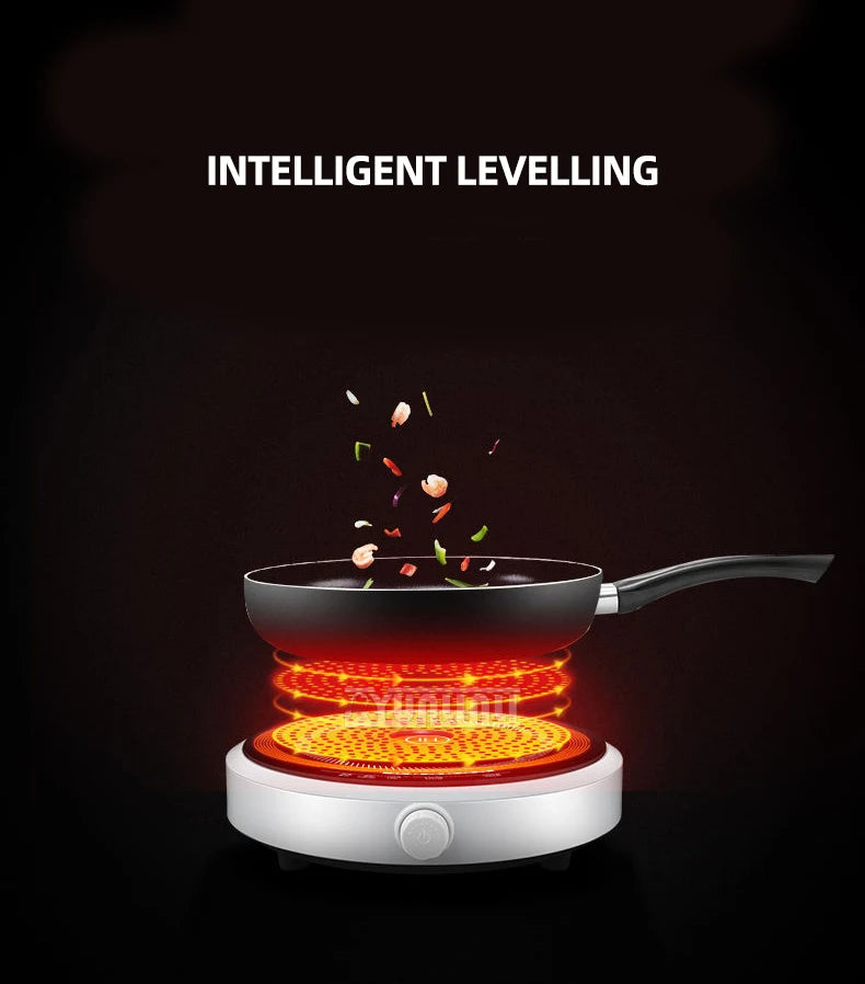 Round Smart Induction Cooker Household 2200W Inductions Kochplatte High Power Portable Cooktop Black Microcrystalline Panel