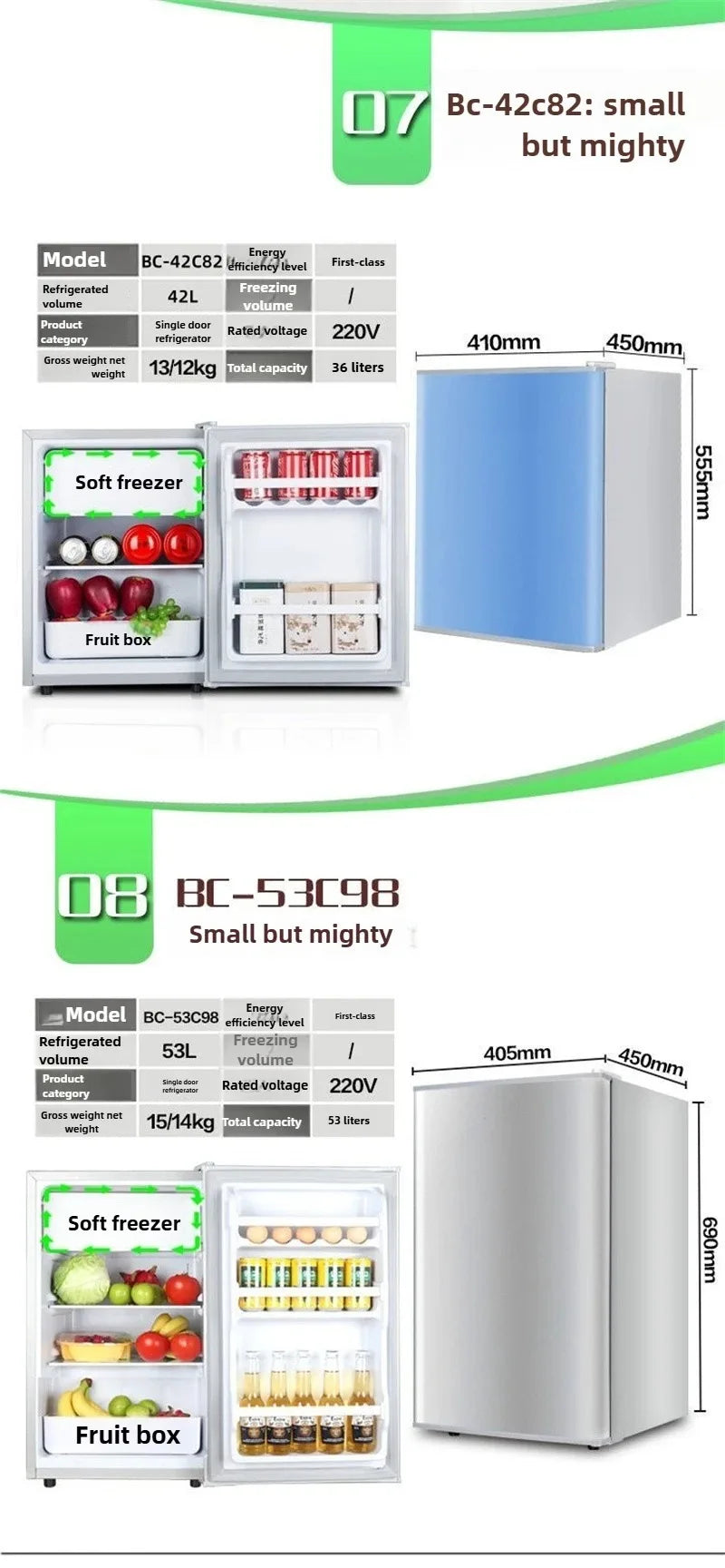 Mini Refrigerator for Office Bar Rental Room Dormitory Refrigerator Freezer Dual-use Home Energy Saving Electric Refrigerator