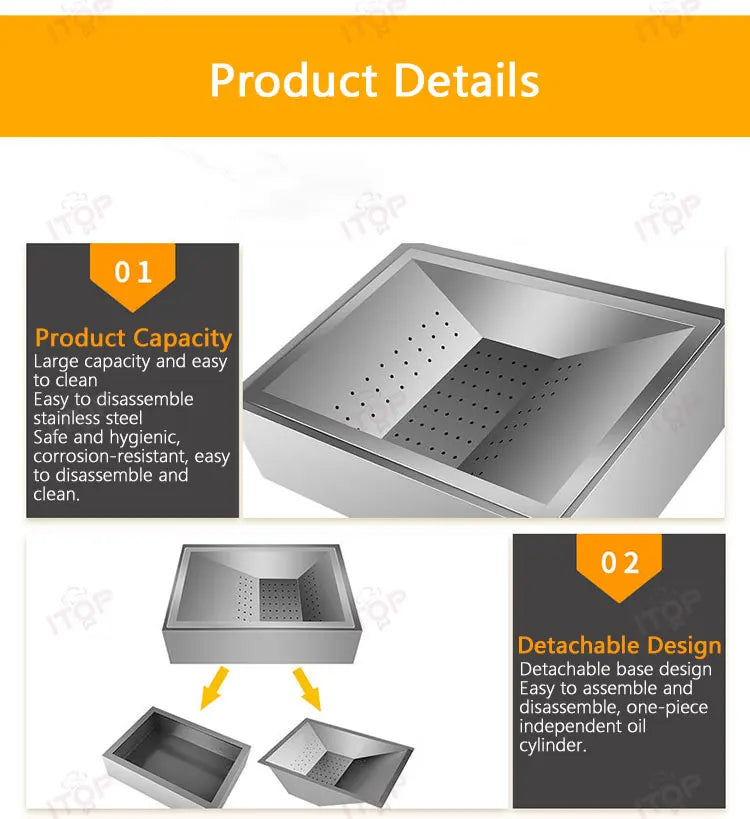 ITOP French Fry Dump Station French Fries Oil Filtering Station Potato Chips Tray Fried Food Stacking Plate 52*37.5*14 cm