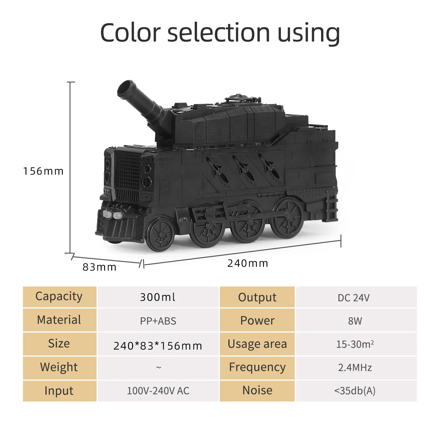 Mini Tank Shape Aromatherapy Diffuser Desktop Essential Oils Difusor Smoke Ring Spray Ultrasonic Air Humidifier with LED Lamp