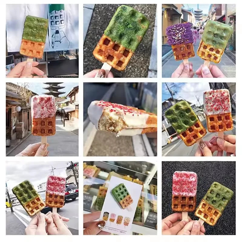 Electric Ice Cream Stick Waffle Maker 1600W 6PCS Popsicle Shape Taiyaki Waffle Machine Square Shape Waffle Iron Non-stick WHYY