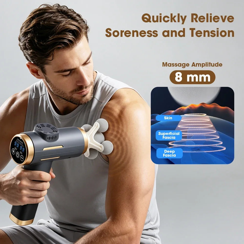 11-IN-1 Electric Massage Gun 99 Level Powerful Fascia Gun High-Frequency Vibration Body Massage Gun USB Rechargeable