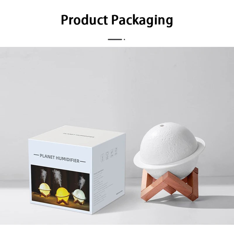 Moon Air Diffuser 880ML Aroma Spreader Ultrasonic Portable Air Humidifier USB Air Shooter Full Moon Light Night Home Decor