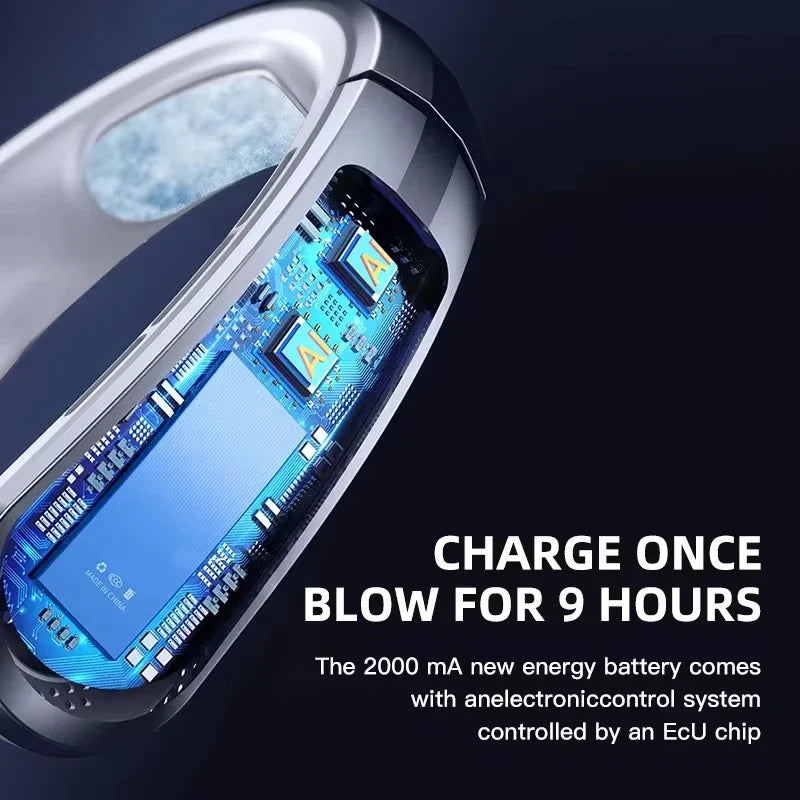Lenovo Hanging Neck Fan 8000mAh Portable Bladeless USB Rechargeable Mute LED Digital Display Electric Air Cooler USB Handheld