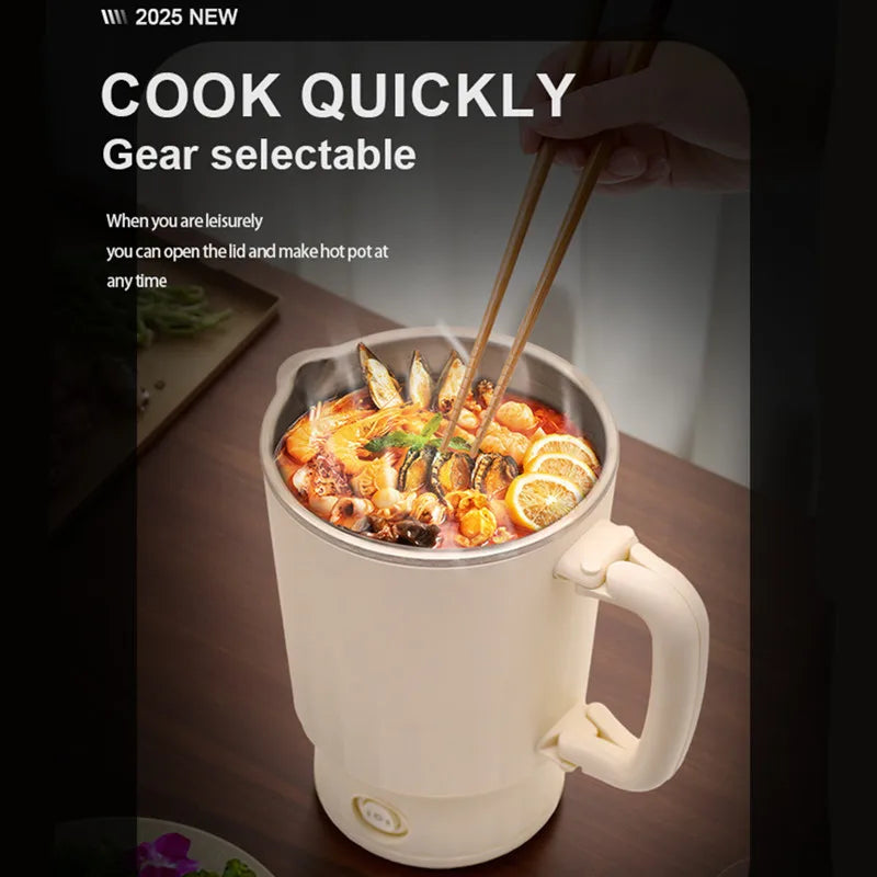 600ML Mini Portable Electric Kettle, Food-Grade Stainless Steel, Travel Foldable Boiling Pot & Noodle Pot