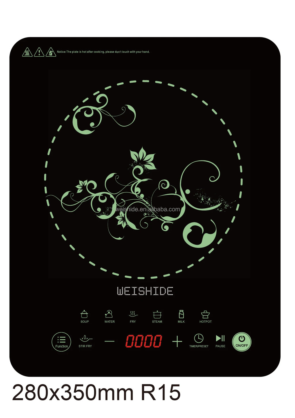 Multifunction Induction Cooker Ceramic 1200W-1800W Portable Electric Cooktop Preset Temperature Stir-Fry Timer Preset Child Lock