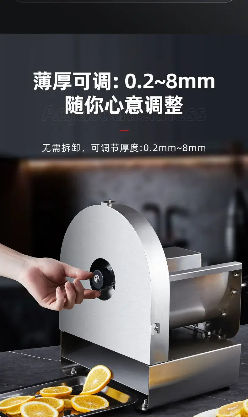Electric lemon fruit slicer potato lotus root slices slicing potato chips machine manual slicer garlic slices carrot commercial