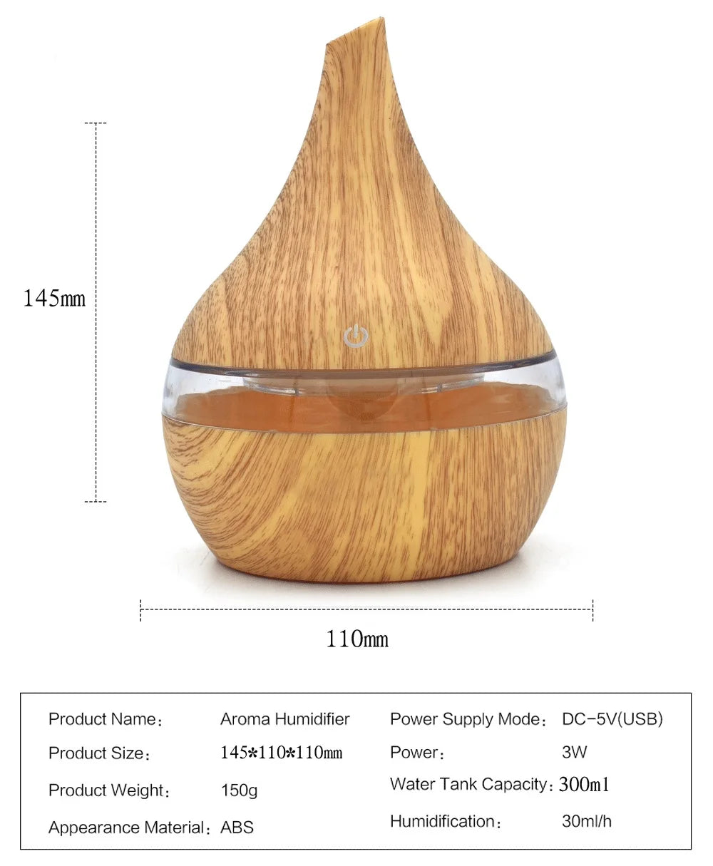 Portable Aroma Diffuser Ultrasonic Air Humidifier Essential Oil Mist Maker Cool Mist Air Purifier with 7 Color LED Night Light