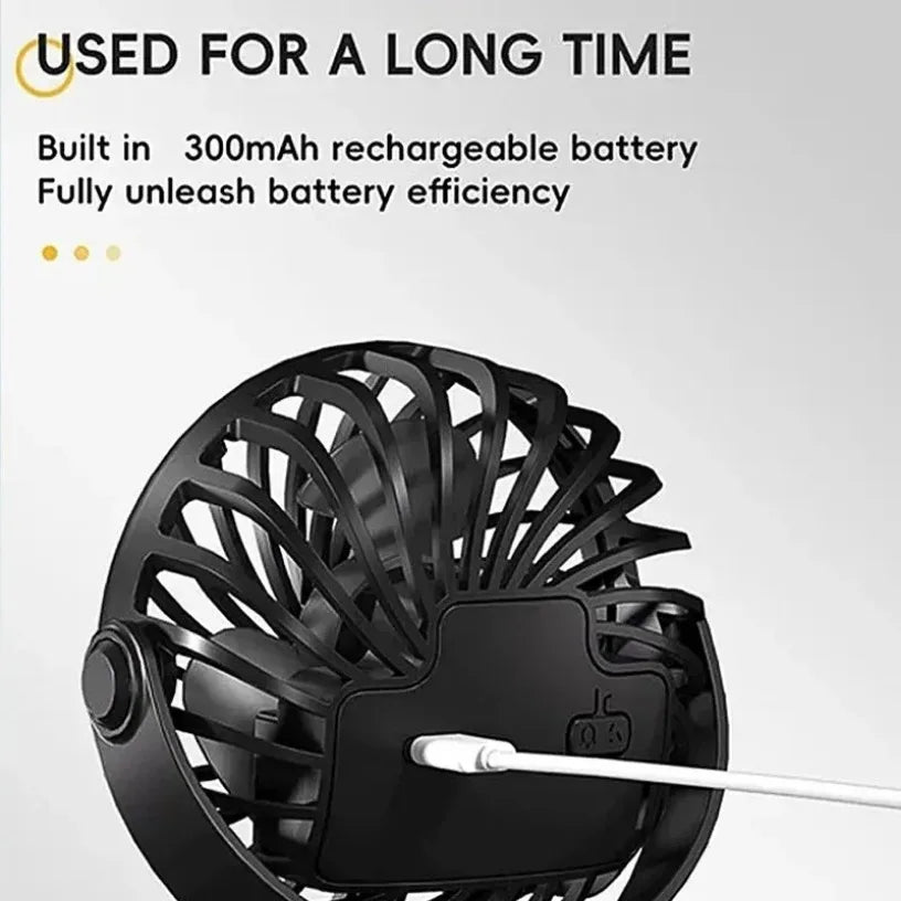 Portable Mini 360°Flip USB Rechargeable Table Fan Clip-on Type Desk Fan Hanging Clip Fan Night Light Air Cooler Outdoor