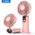 TOPK 5000mAh Mini Portable Fan USB Rechargeable Hand Held Fan,Small Pocket Fan 3 Speeds with Lanyard &Base,USB Desk Fan Foldable