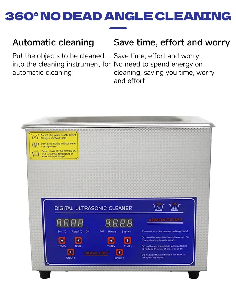 DIVEDEER 2-3L Heated Ultrasonic Cleaner High-Efficiency Ultrasound Machine for Deep Washing for Professional Home Commercial Use