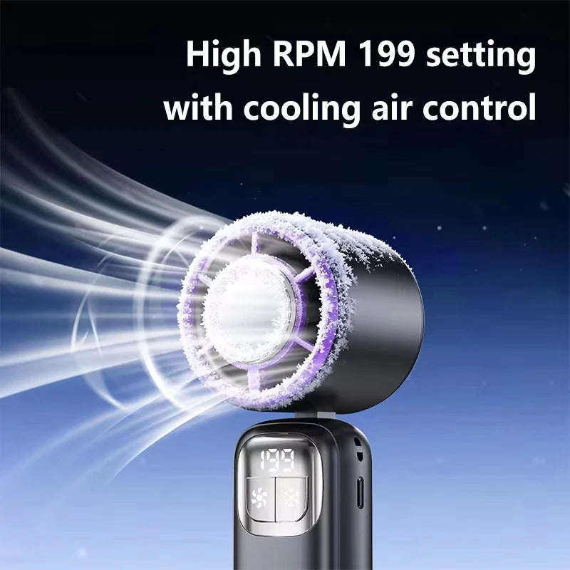 Lenovo 199 High Speed Air Ice Cooler Fan USB Rechargeable Turbo Jet Handheld Fan with Brushless Motor for Outdoor Office Travel