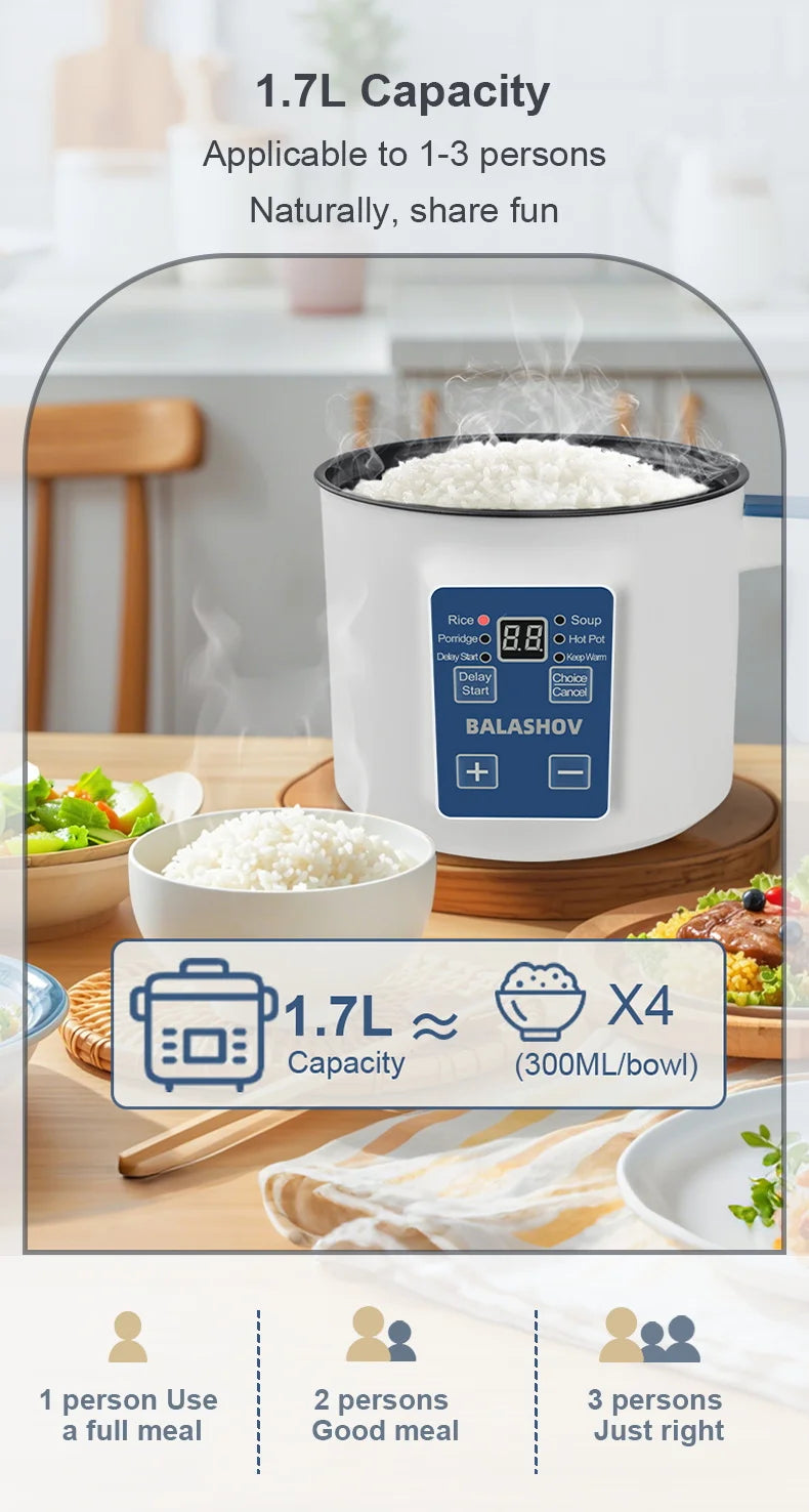 1.7L Electric Rice Cooker Single Double Layer 220V Multi Cooker Non-Stick Smart Mechanical MultiCooker Steamed Rice Pot For Home